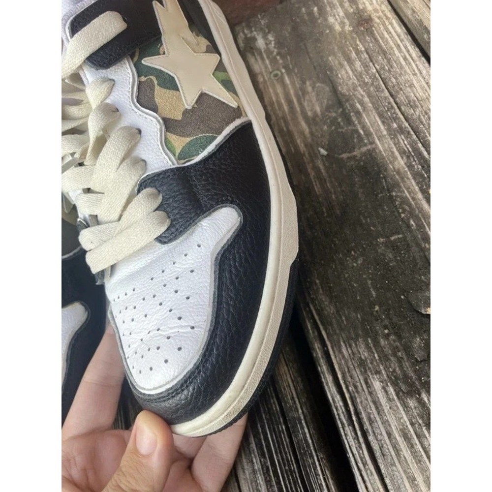 A Bathing Ape Sk8 Sta Low Top Sneakers 1I70-191-006 Mens Size 9 Camo ARMY Black - Picture 6 of 16